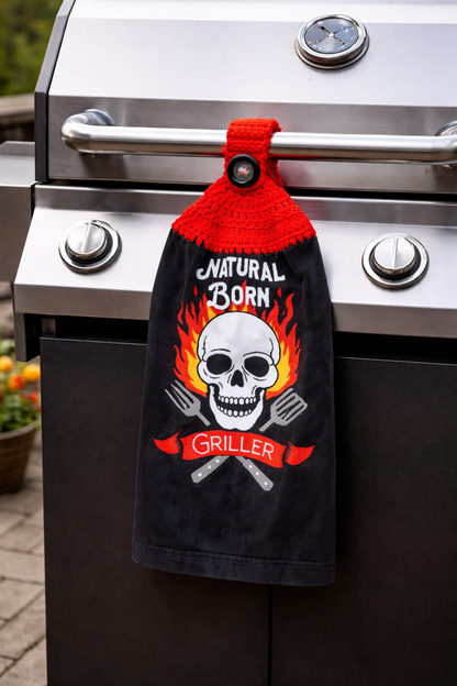 Crochet Top Natural Born Griller Hanging Dish Towel