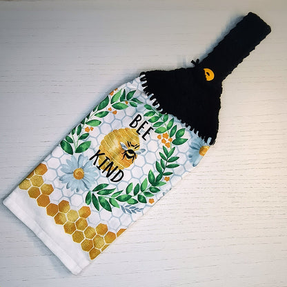 Crochet Top Bee Kind Hanging Kitchen Towel