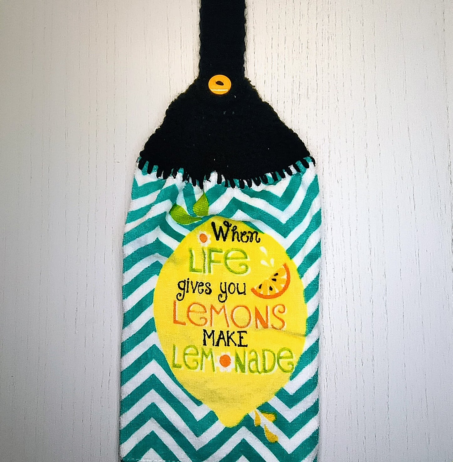 Crochet Top "When Life Give You Lemons, Make Lemonade" Hanging Kitchen Towel