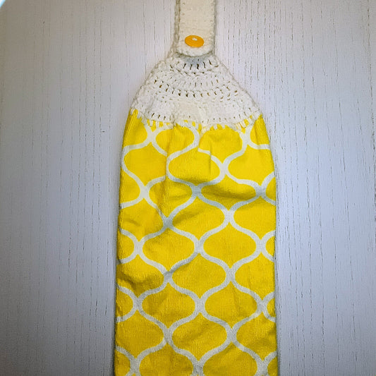 Crochet Top Quatrefoil Geometric Hanging Kitchen Towel