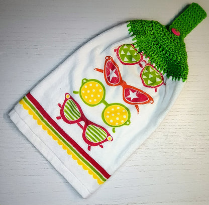 Crochet Top Sunglasses Hanging Kitchen Towel