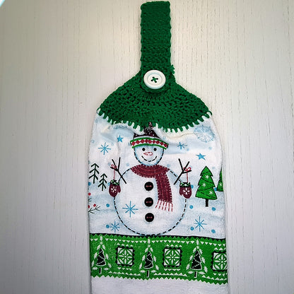 Crochet Top Snowman Hanging Dish Towel