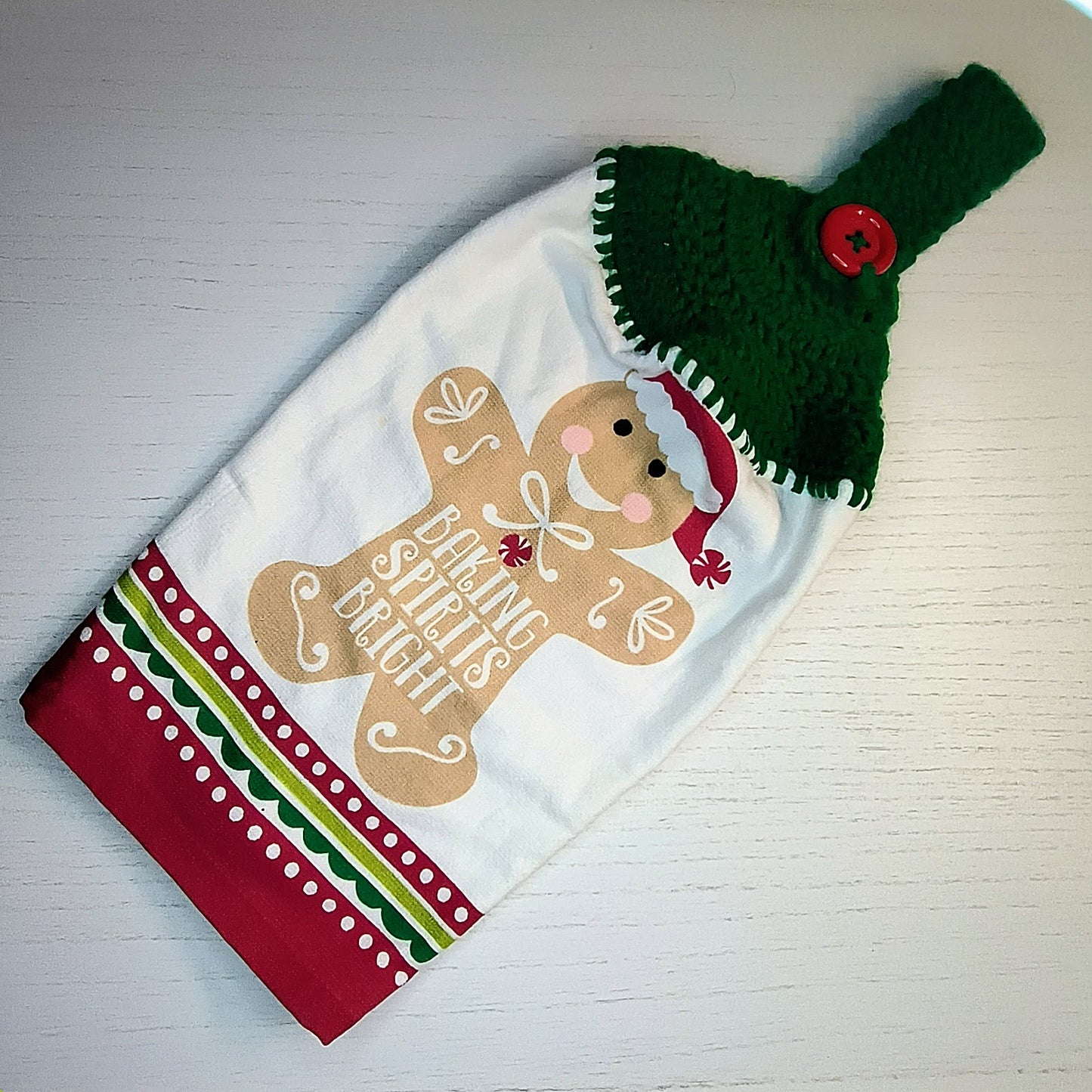 Crochet Top Gingerbread Man Hanging Dish Towel