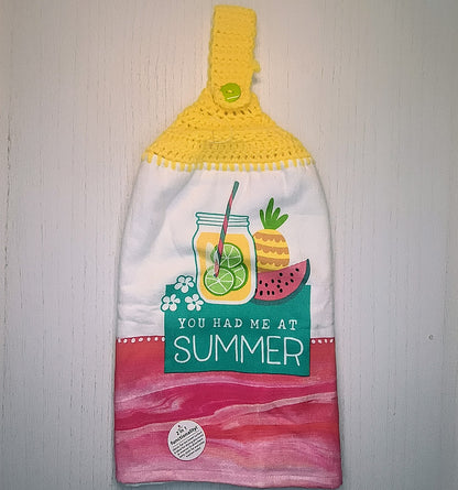 Crochet Top “You Had Me at Summer” Hanging Kitchen Towel