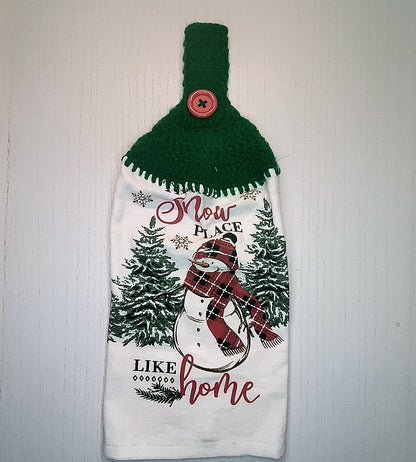 Snow Place Like Home Crochet Top Hanging Kitchen Towel