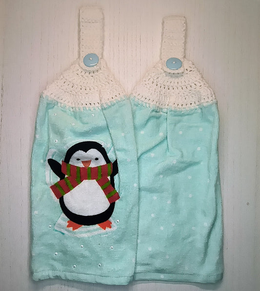 Crochet Top Penguin Kitchen Towel Set