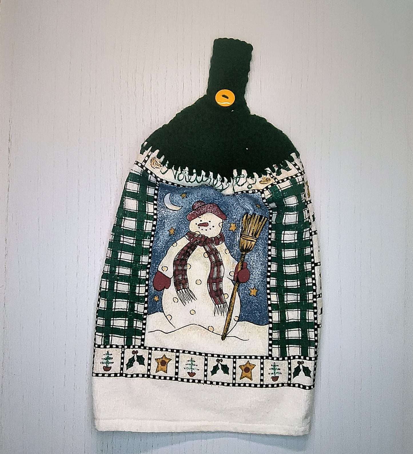 Crochet Top Snowman Hanging Kitchen Towel