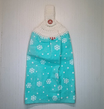 Crochet Top Snowman Kitchen Hanging Towel Set