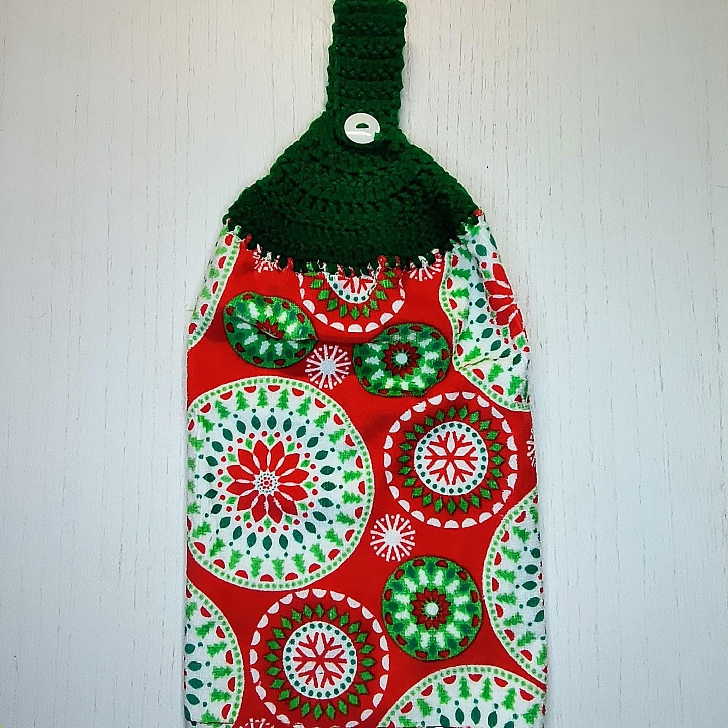 Festive Mandala Christmas Crocheted Top Kitchen Towel