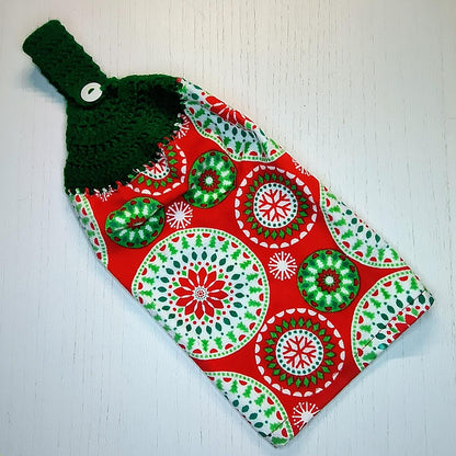 Festive Mandala Christmas Crocheted Top Kitchen Towel