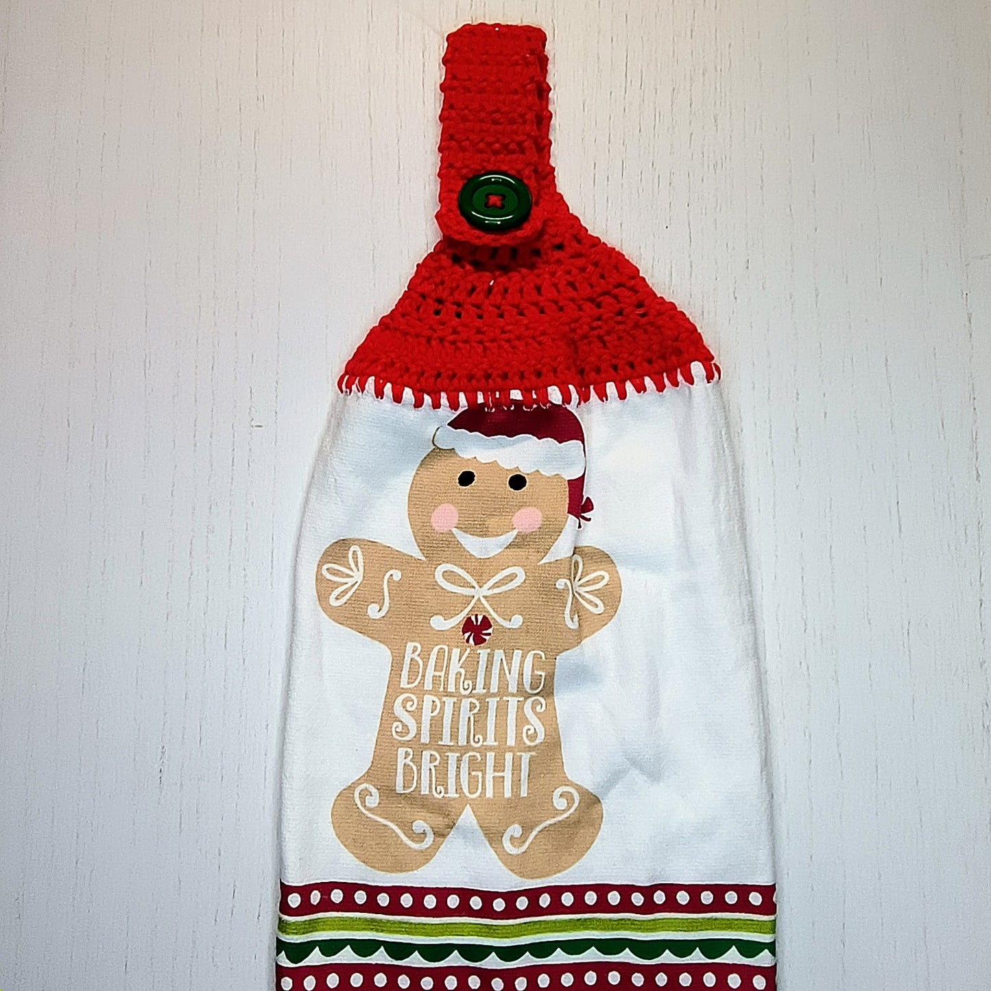 Crochet Top Gingerbread Man Hanging Dish Towel