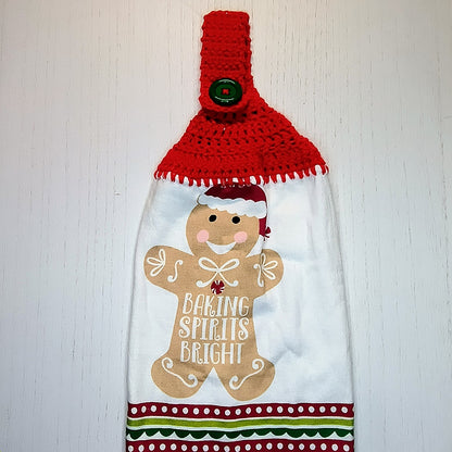 Crochet Top Gingerbread Man Hanging Dish Towel