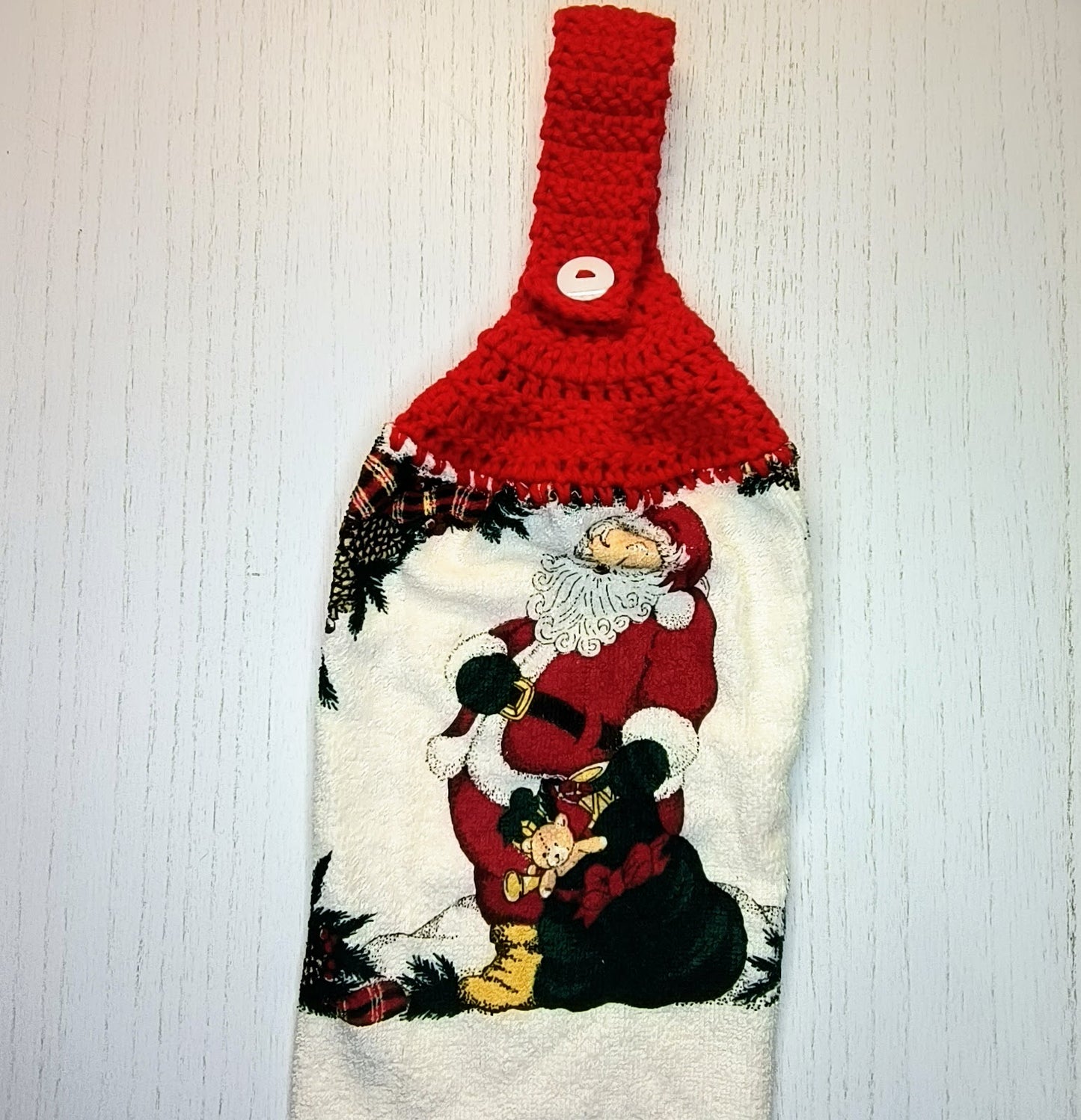 Crochet Top Santa Claus Half Crochet Hanging Dish Towel